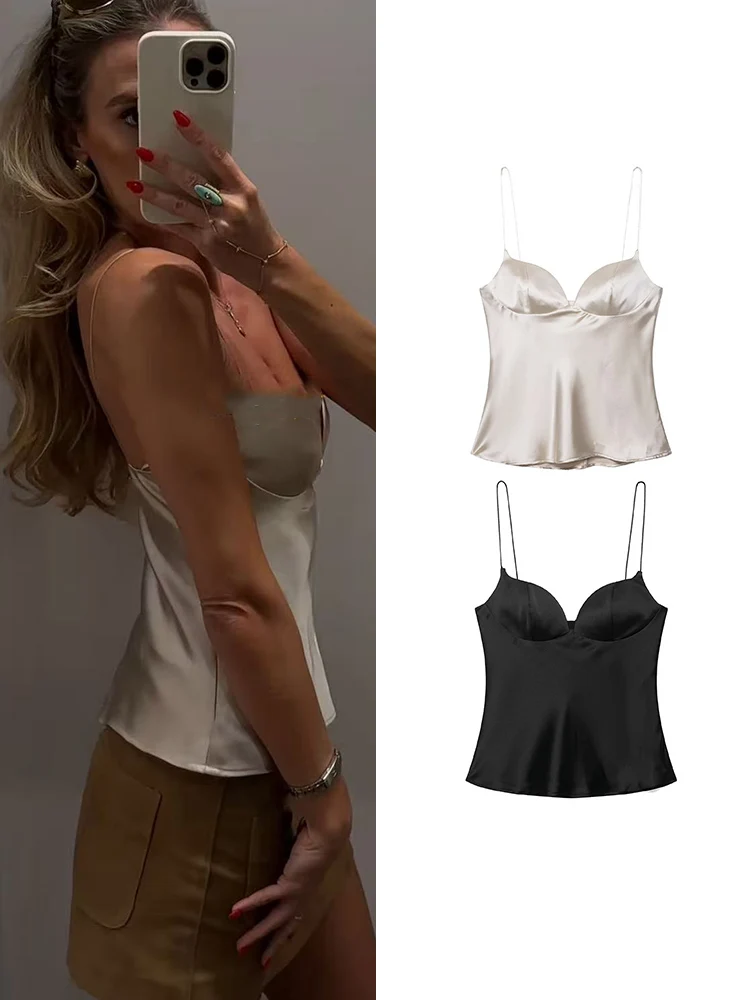 

TFMLN Women Sexy Heart-neck Camisole Soft Sleeveless Slimming Tops Fashion Party Club Sling Tank Tops Female 2025 Summer New