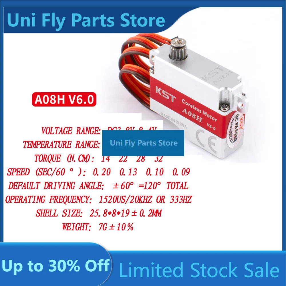 UniFlyKST A08H/ A8N/ A08 V6.0 Coreless Metal Gear HV Micro Servo 3.2Kgf.cm 0.09sec For Glider DLG Helicopter DIY Parts