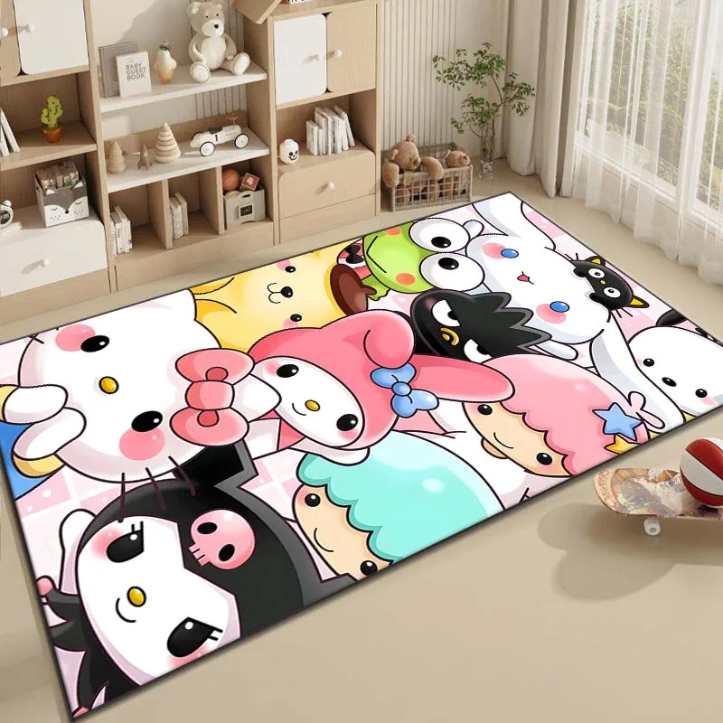 Sanrio Family Kuromi Cinnamoroll Pattern Living Room Bedroom Carpet Bedside Bathroom Floor Mat Kid\'s Room Play Mats Area Rug