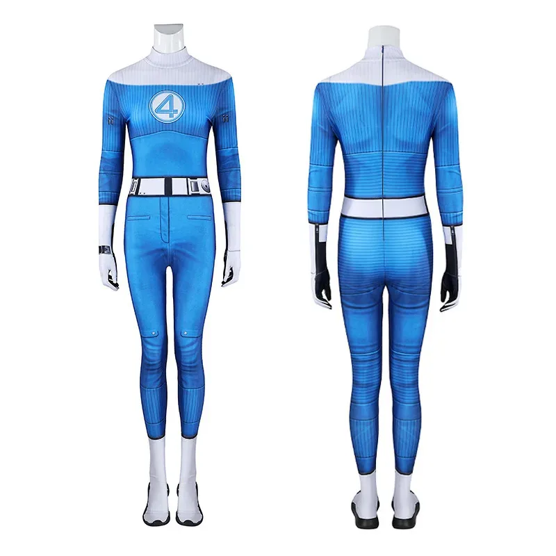 

aaa12 3High Quality Fantastic 4 Thing Cosplay Costume Four Reed Richards Halloween Superhero Zentai Blue Invisible Man Jumpsuit
