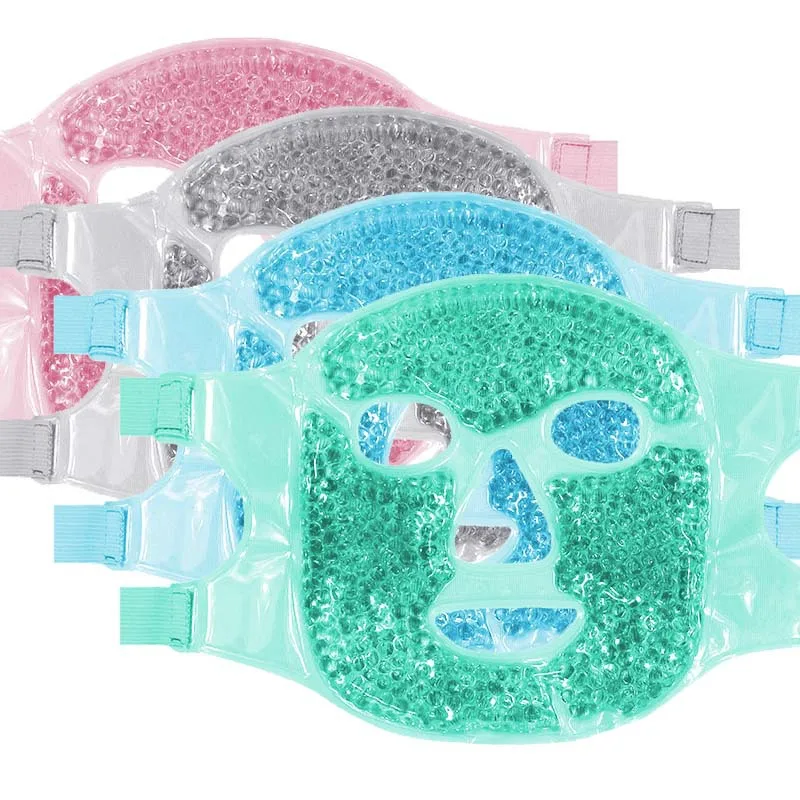 Reusable Gel Bead Ice Mask PVC Plush Hot Cold Therapy Ice Face Mask for Face Swelling Sunburn Skin Care Beauty