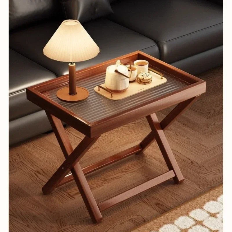 Exquisite Multi-functional Folding table portable living room sofa side table medieval storage small coffee table