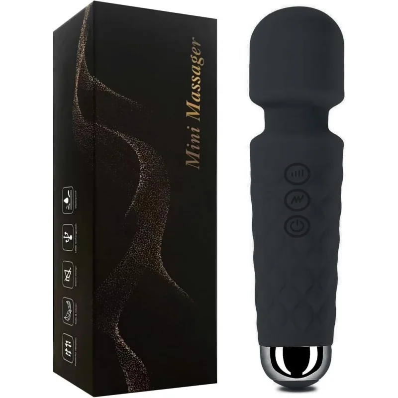 

Vibrator, Vibrators for Women，Mini Size Quiet & Waterproof Recharger 20 Modes and 8 Speeds Wand Massager Cordless Female