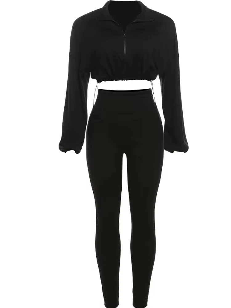 Nibber 2025 ربيع المرأة 2 قطعة مجموعة ملابس رياضية غير رسمية سستة رقيقة الرباط سترة طماق مطابقة الشارع الشهير بدلة رياضية #6