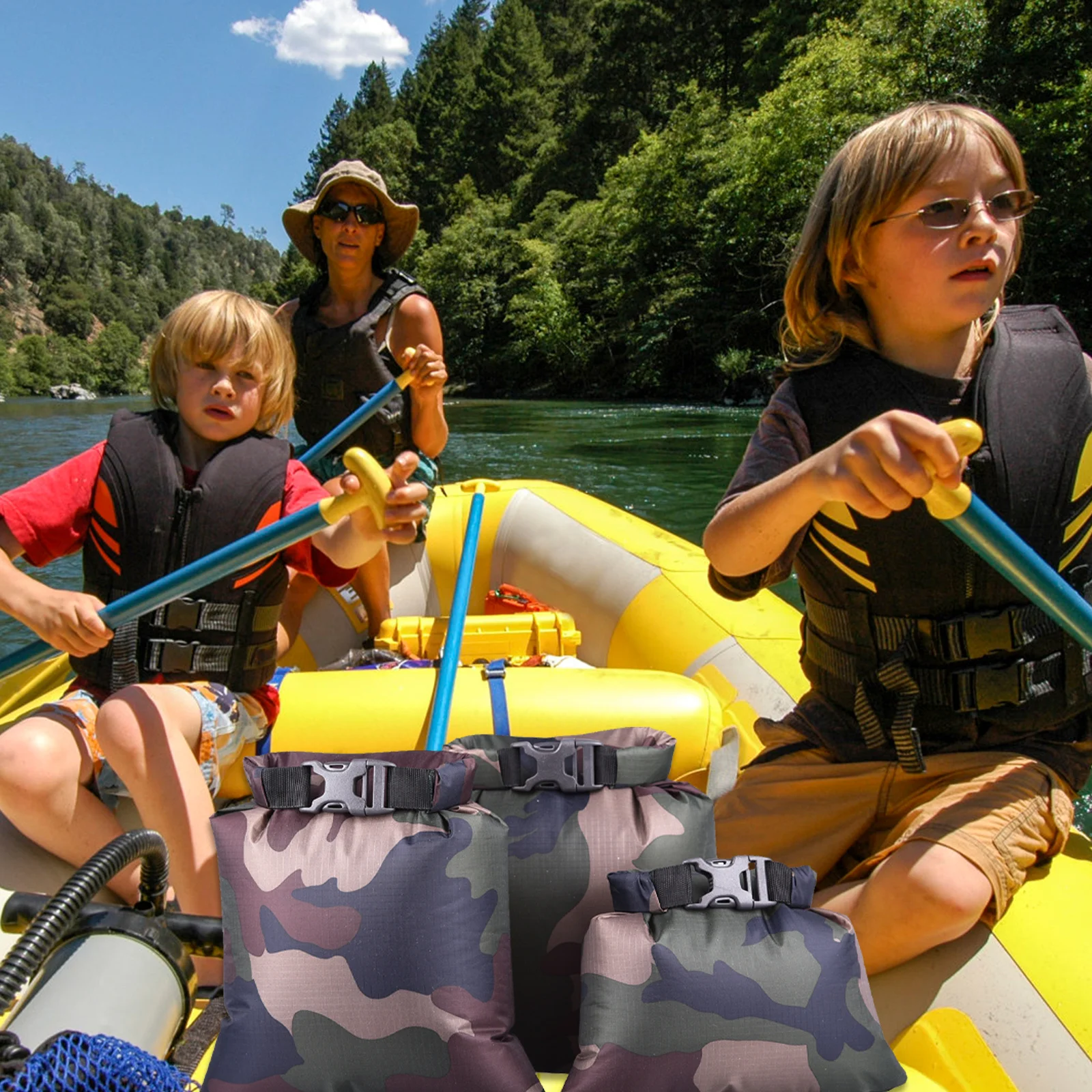 3Pcs Waterproof Dry Bags Portable Drifting Storage Pouches Outdoor Camping Kayaking Rafting Storage Bag Dry Bag