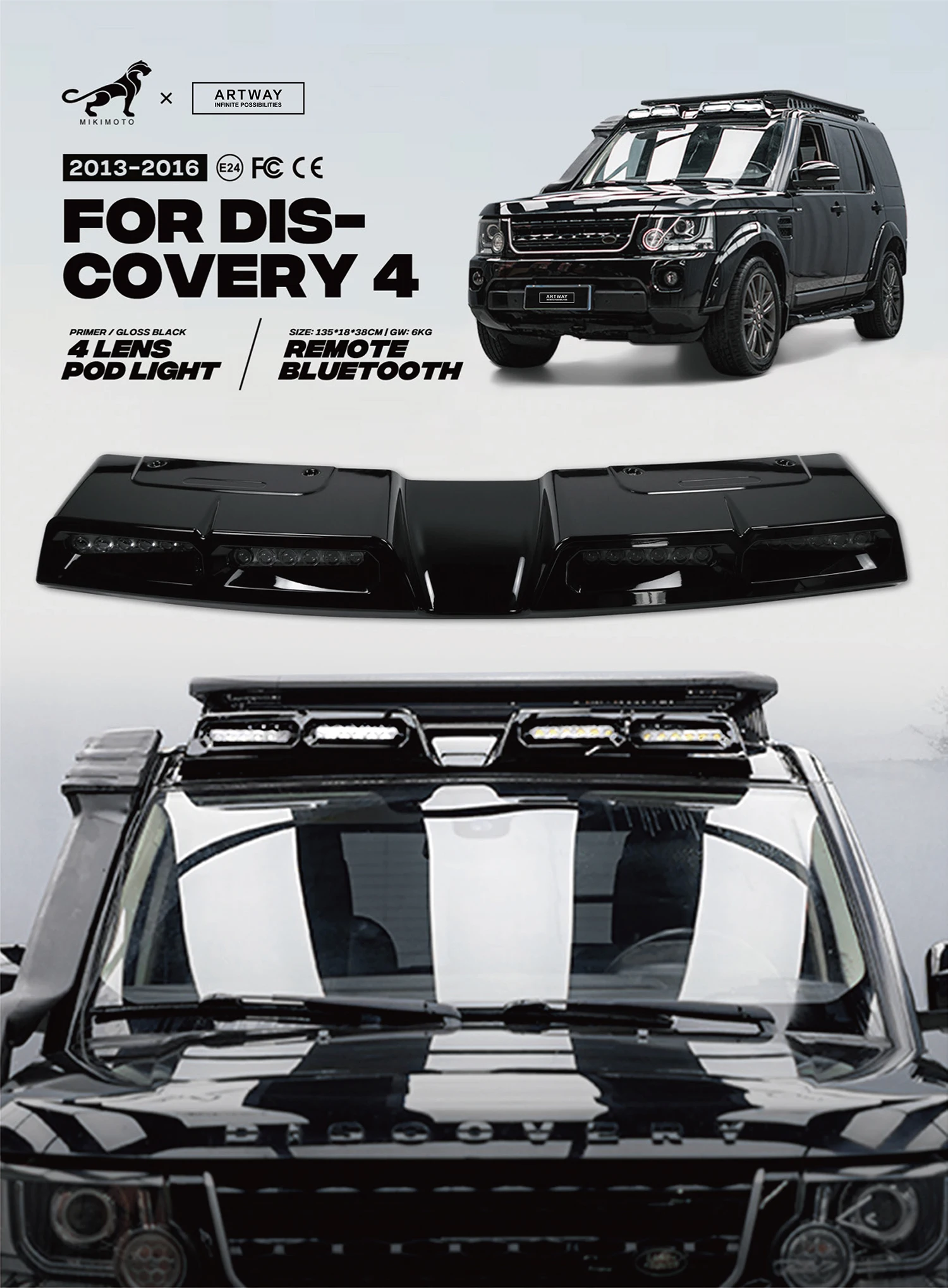 قطع غيار تعديل السيارة 4 مصابيح LED للسقف الأمامي العلوي لأضواء السقف لسيارة لاند روفر ديسكفري 4 كبسولات ضوء السقف #6