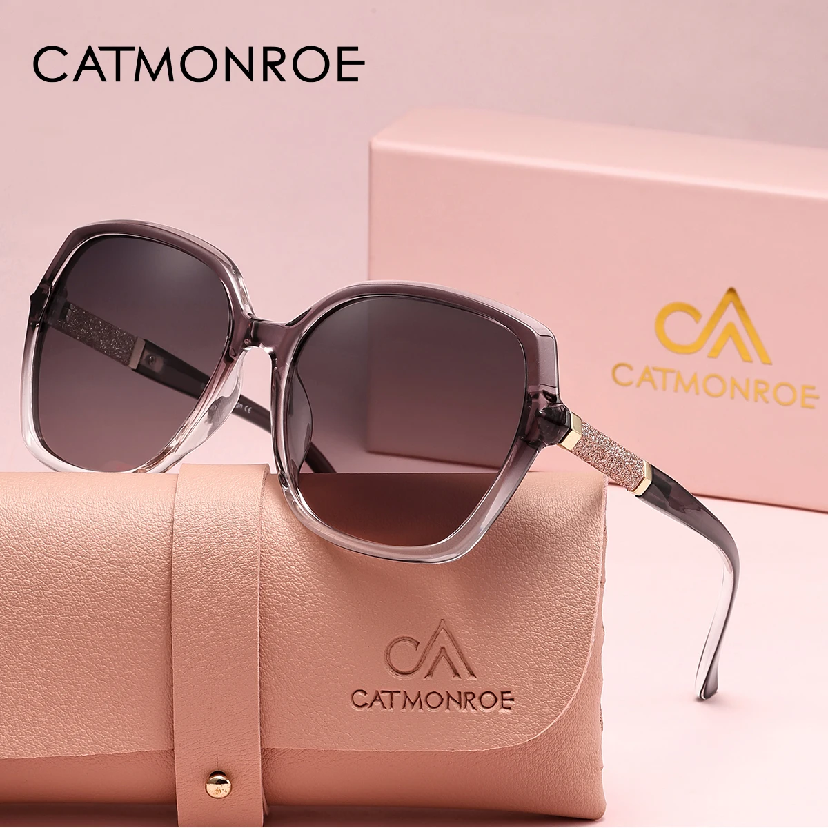 CATMONROE Luxury Polarized Women Sunglasses Butterfly Frame Pink Gift Box Fashion UV400 Sun Glasses Apparel Accessories