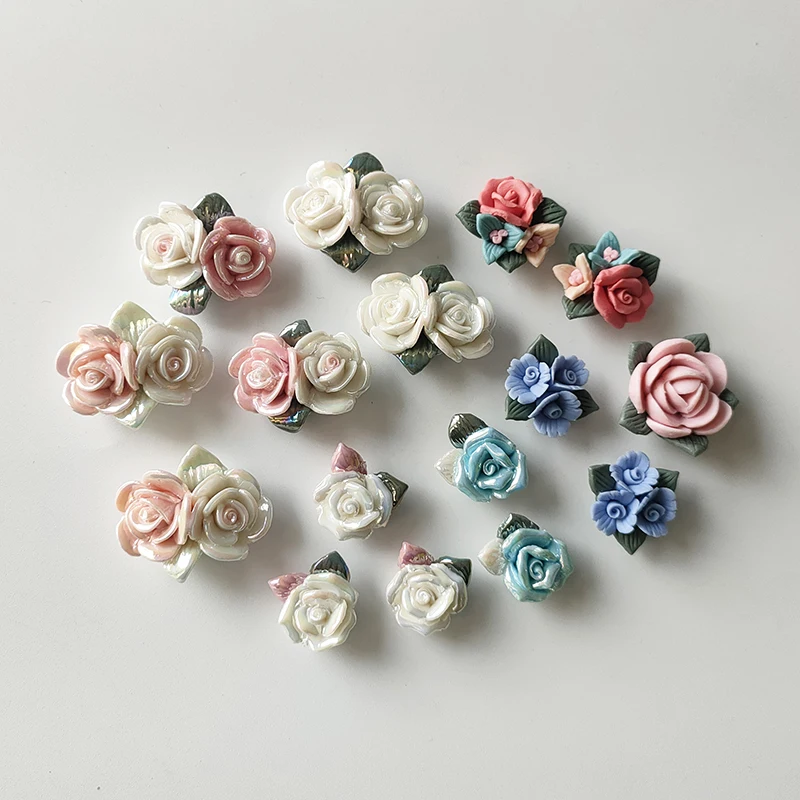 50 Stuks Handgemaakte Keramische Bloem Materiaal Witte Kleur Porselein Bloemen Haar Accessoires Voor Diy Sieraden Maken Onderdelen