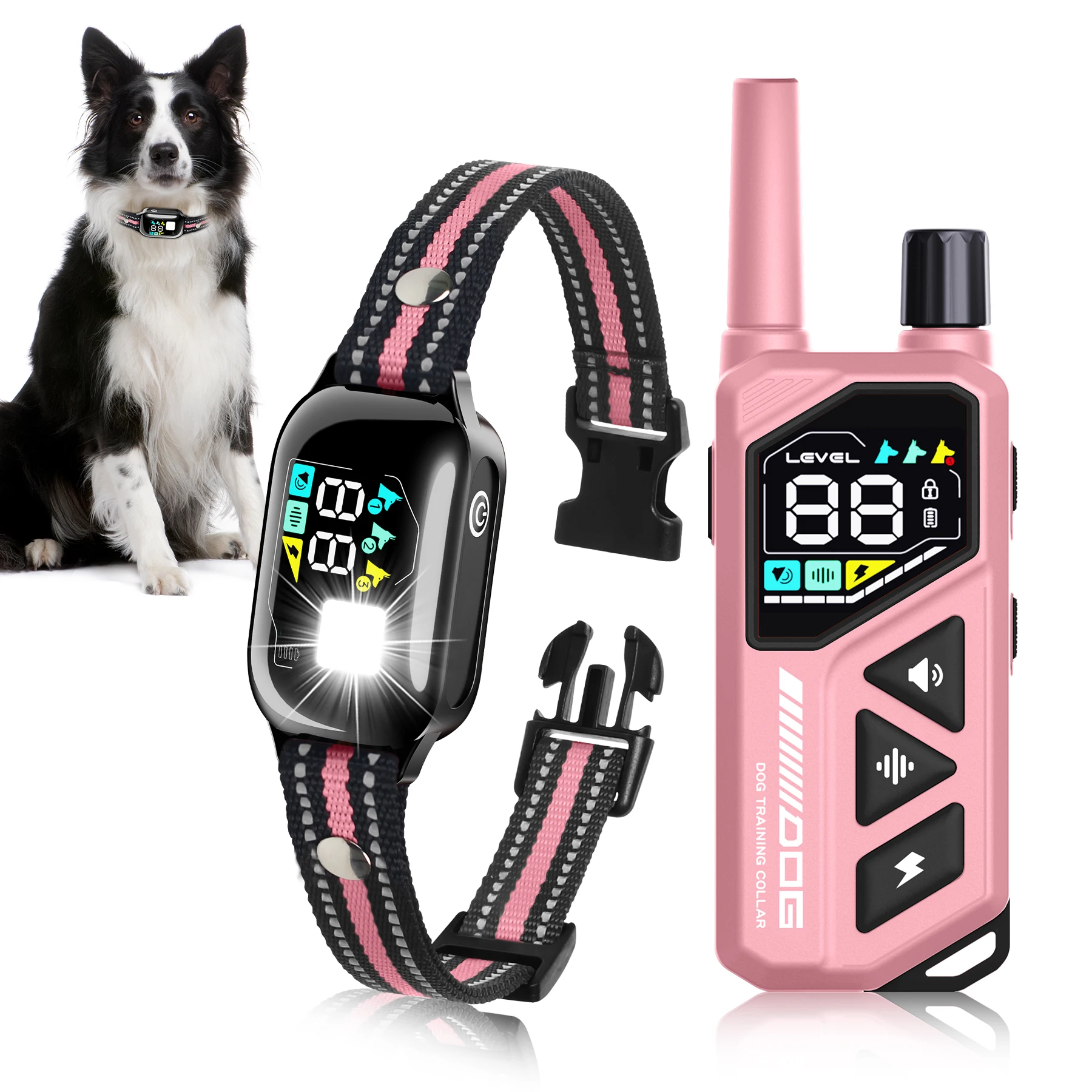 

Умный ошейник для дрессировки собак, дистанционное управление, 1000 м, ошейник против лая с автоматическим контролем лая, электрический шок, вибрация, поведение домашних животных