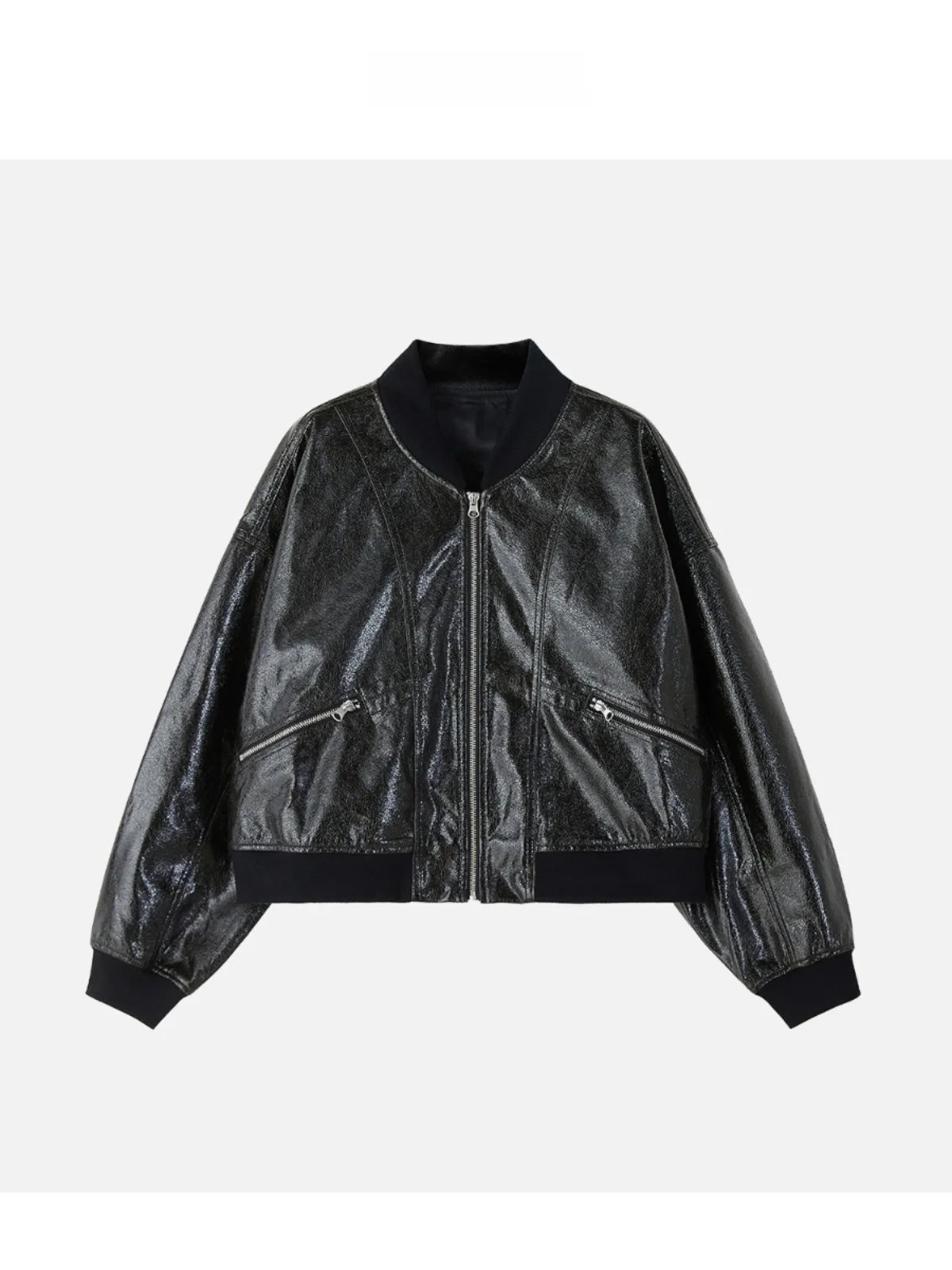 JINGJING2024 Nieuwe "Free Spirit Retro" Amerikaanse Sle Rits Design PU Lederen Jas of Buitenkleding voor Dames