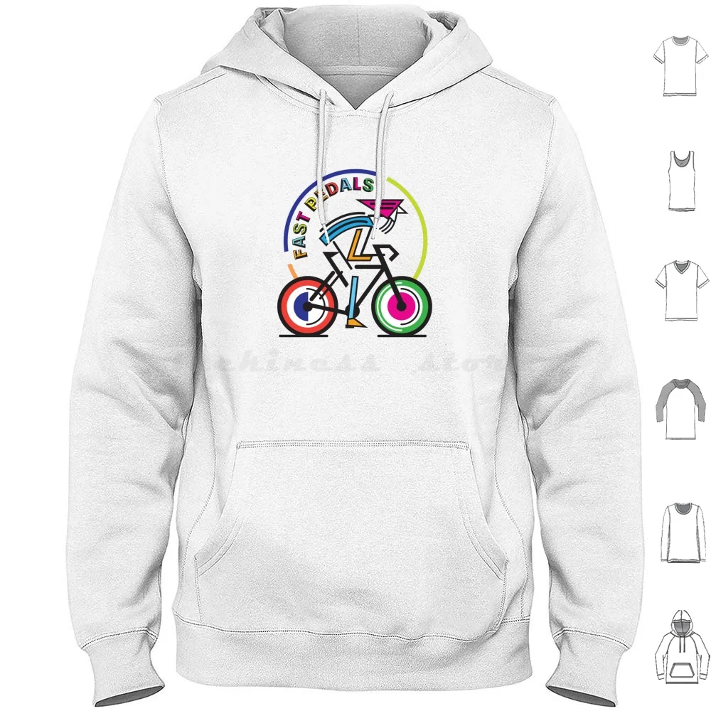 Fast Pedals Hoodies Long Sleeve Bike Race Colorful Vector Sport Race Man Woman Male Lady Kid Fun Original Artist Lines