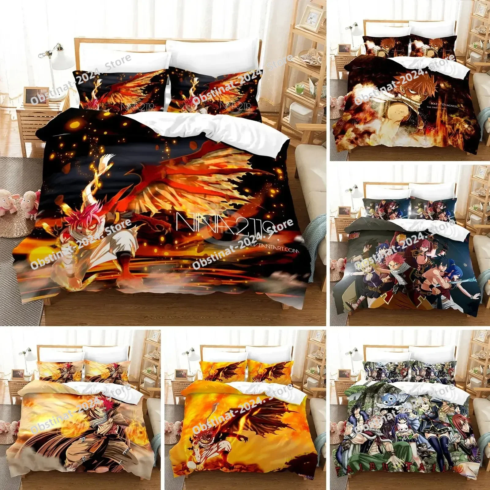 

Anime Fairy Tail Natsu Bedding Set Duvet Cover Bedroom Comforter Covers Single Twin King Size Quilt Cover Home Textile