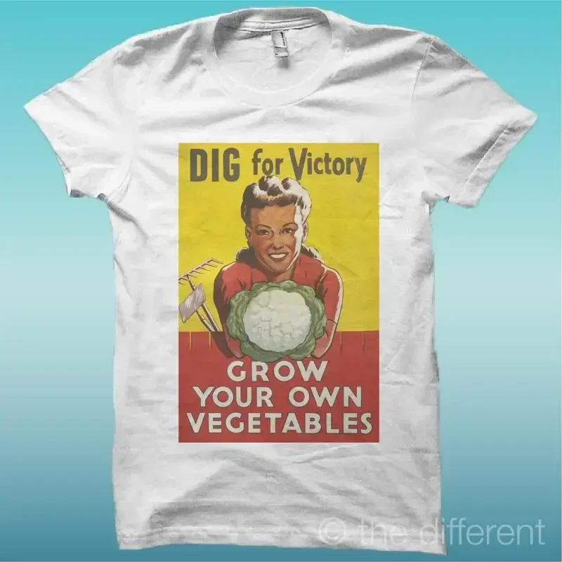 Camiseta Vintage Dig For Victory Blanc La felicidad es tener mi Neuf