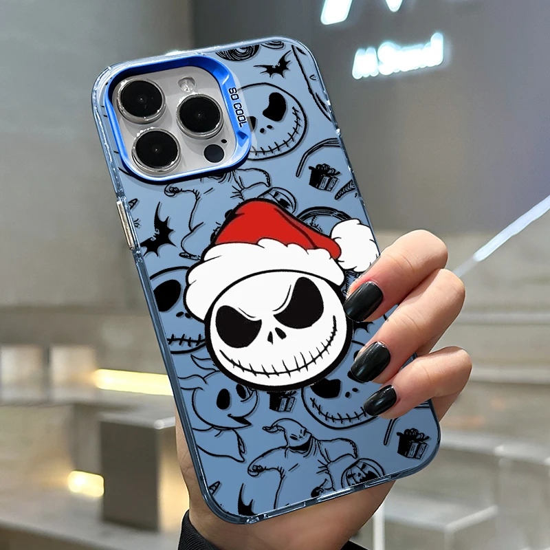 The Nightmare Before Christmas For iPhone Apple 15 14 13 12 11 XS XR X 8 7 Pro Max Plus Colorful Silver Shockproof Phone Case