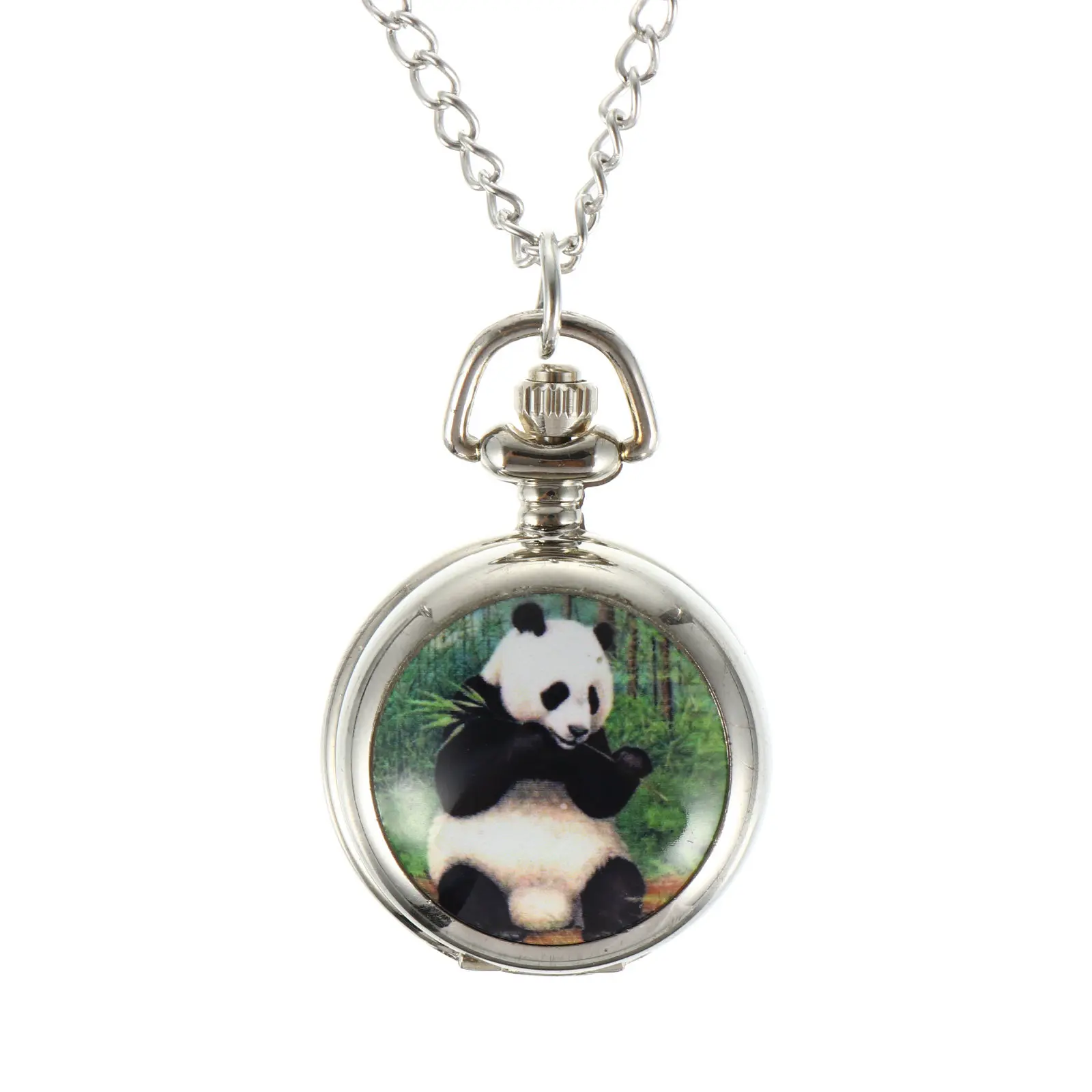1Pcs Panda Ceramic Pocket Watch Retro Necklace Chain Watch Unique Festival Gift Decorative Accessory Student Necklace