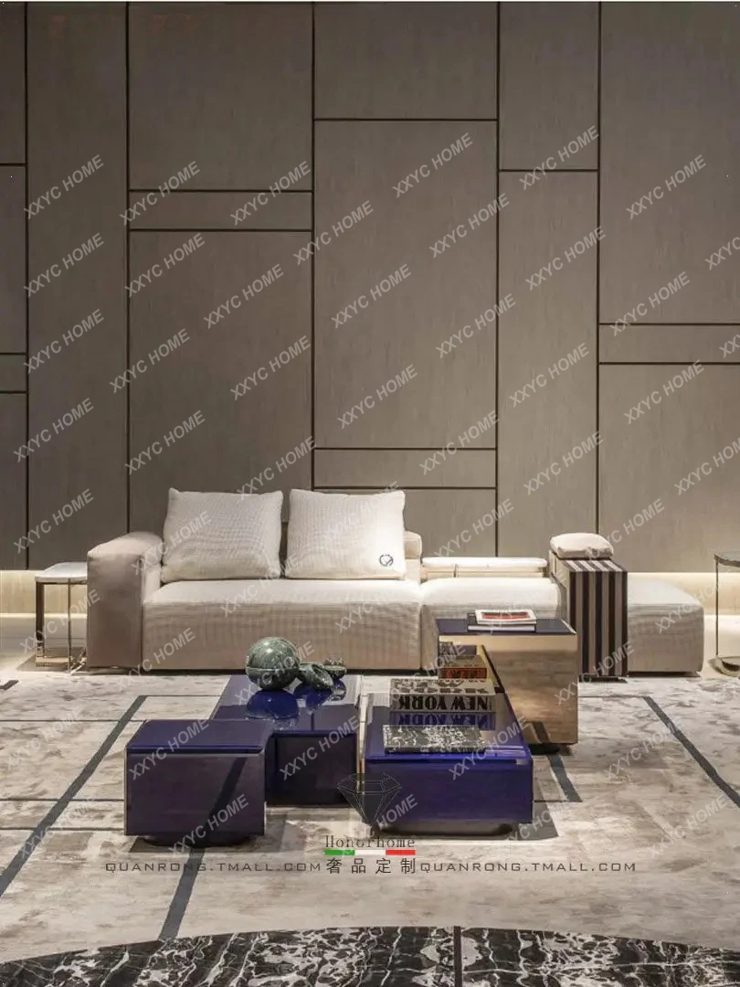 

LXLight luxury one-line sofa four-seater atmospheric villa sofa modern simple new sofa