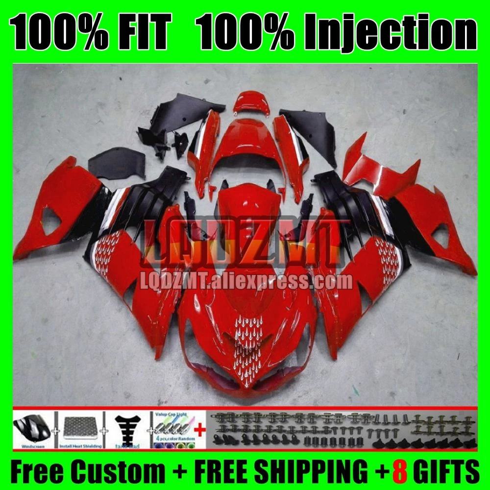 Bodys For KAWASAKI NINJA ZZR 1400 ZZR-1400 Red black 12 13 14 15 16 17 72No.7 ZZR1400 2012 2013 2014 2015 2016 2017 Fairing