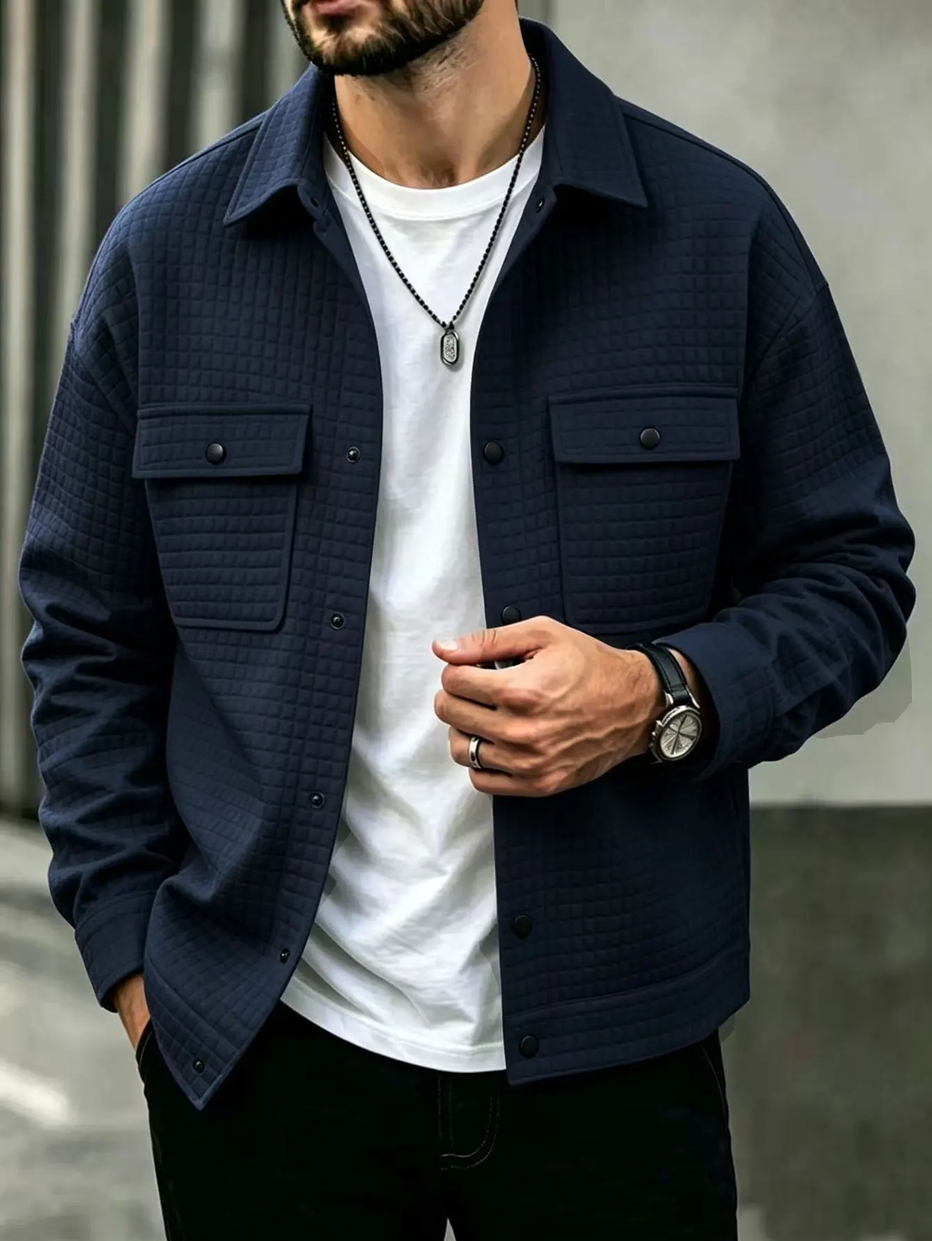 Herren Freizeit-Karo-Jacke - Modische Vielseitige Oberbekleidung für Freizeit & Formelle Anlässe – Detail 3