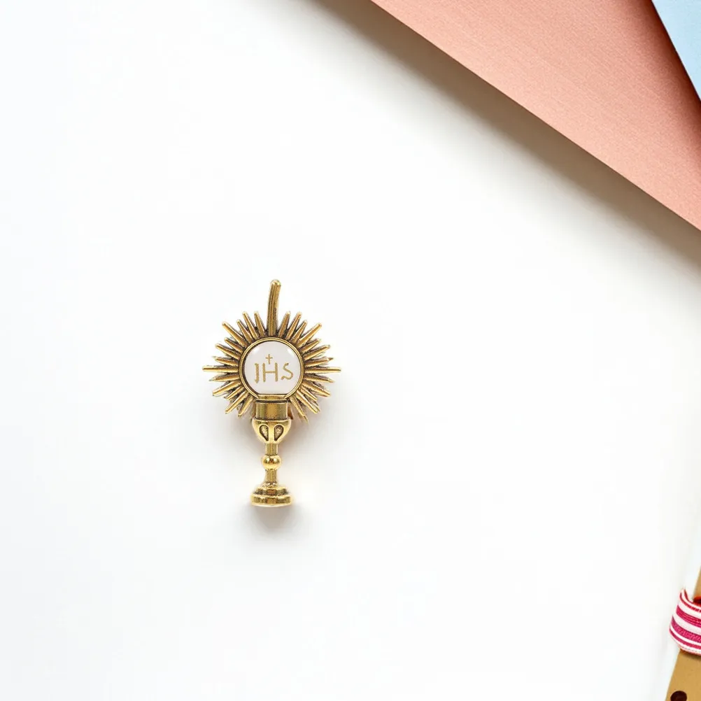 4Pcs First Communion Catholic Lapel Pin Religious Holy Chalice Brooch Tie Pin Breastpin for Clothes Hat Scarf Backpack