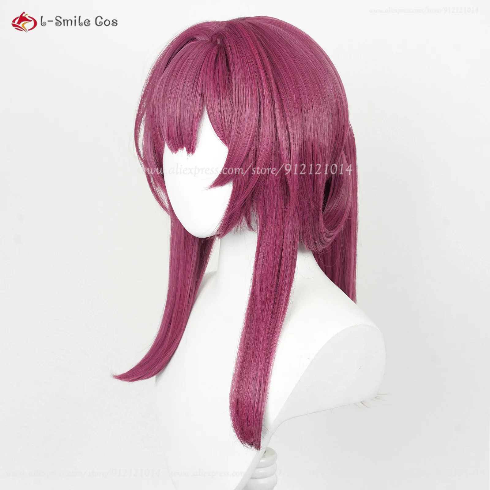 Perruque Cosplay Synthétique avec Queue de Cheval pour Halloween, 43cm, Rose, Violet, Anime, réinitialisation, Chaleur, Degré, Bonnet