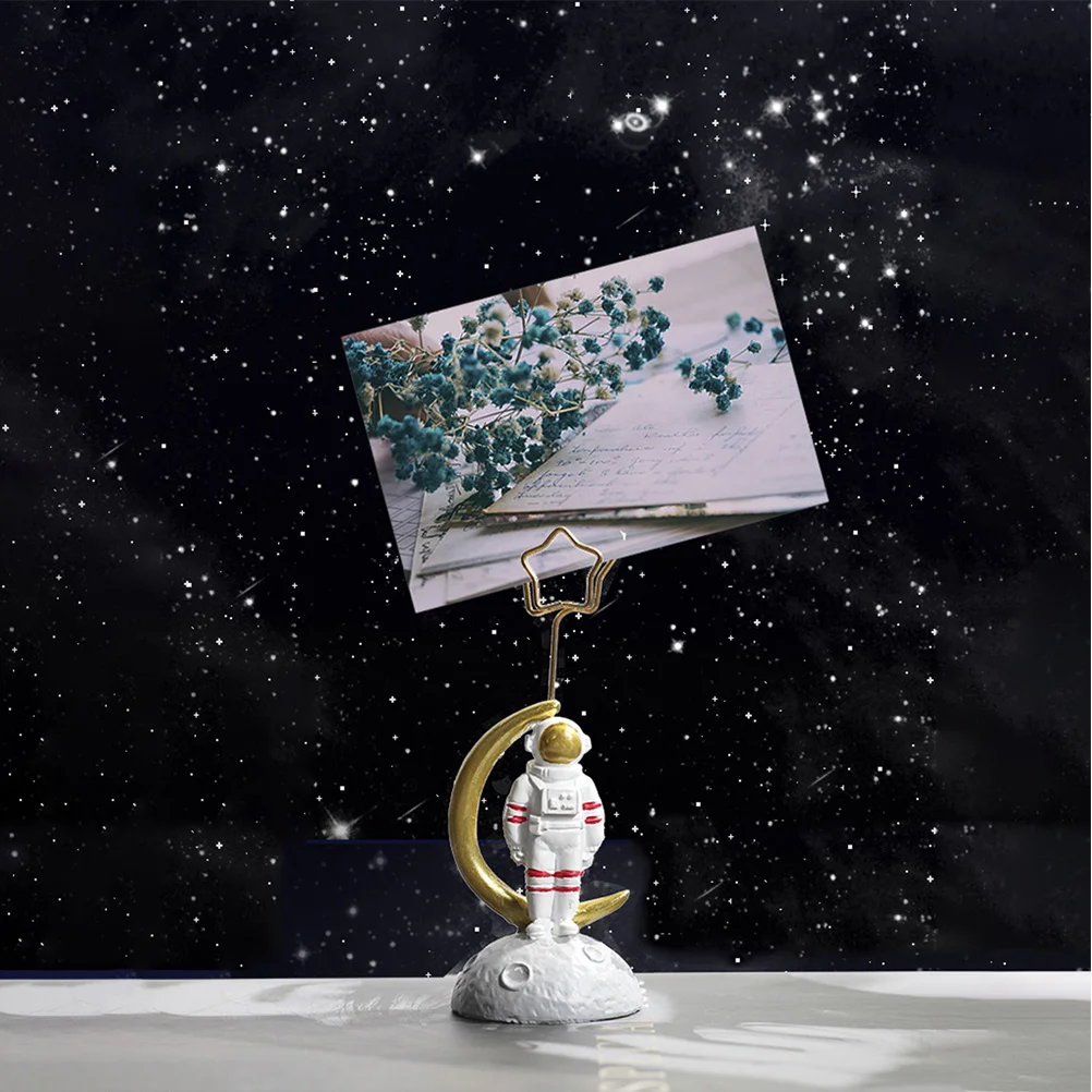 

2pcs Astronaut Shaped Message Holders Photo Clips For Business Cards Memos Desktop Office Home Wedding Party Decor (White)