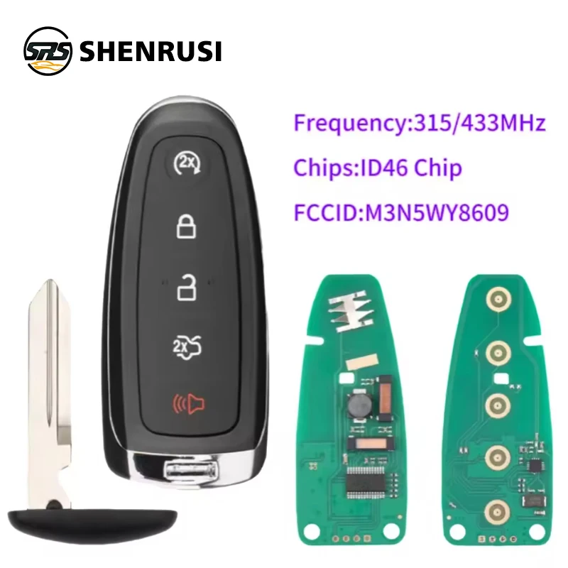 

Автомобильный ключ SHENRUSI M3N5WY8609 с дистанционным управлением 315/433 МГц для Ford Edge Escape Explore Expedition Flex Focus Taurus 2011-2018 ID46 pcf7953