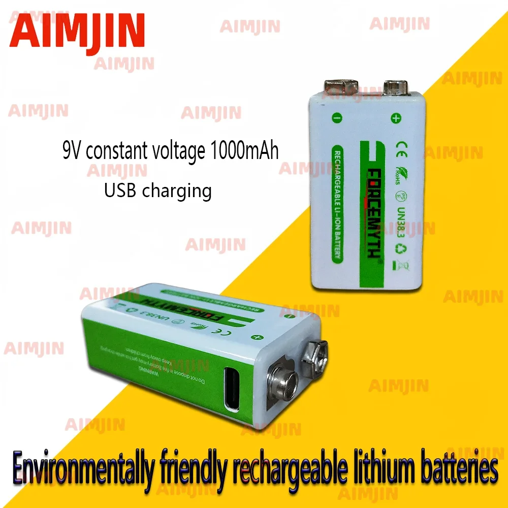 

9V Utility Model Rechargeable Battery 1000mAh Micro USB Lithium Batteries， for Multimeter Microphone Toy Remote Control KTV