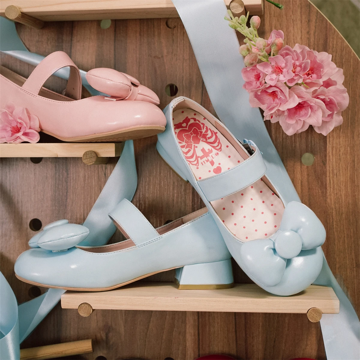 Original Japanese Sweet Lolita Style Round Head Mary Jane Shoes Autumn Girls Women Cute Bow Kawaii Tea Party Low Heel Pumps