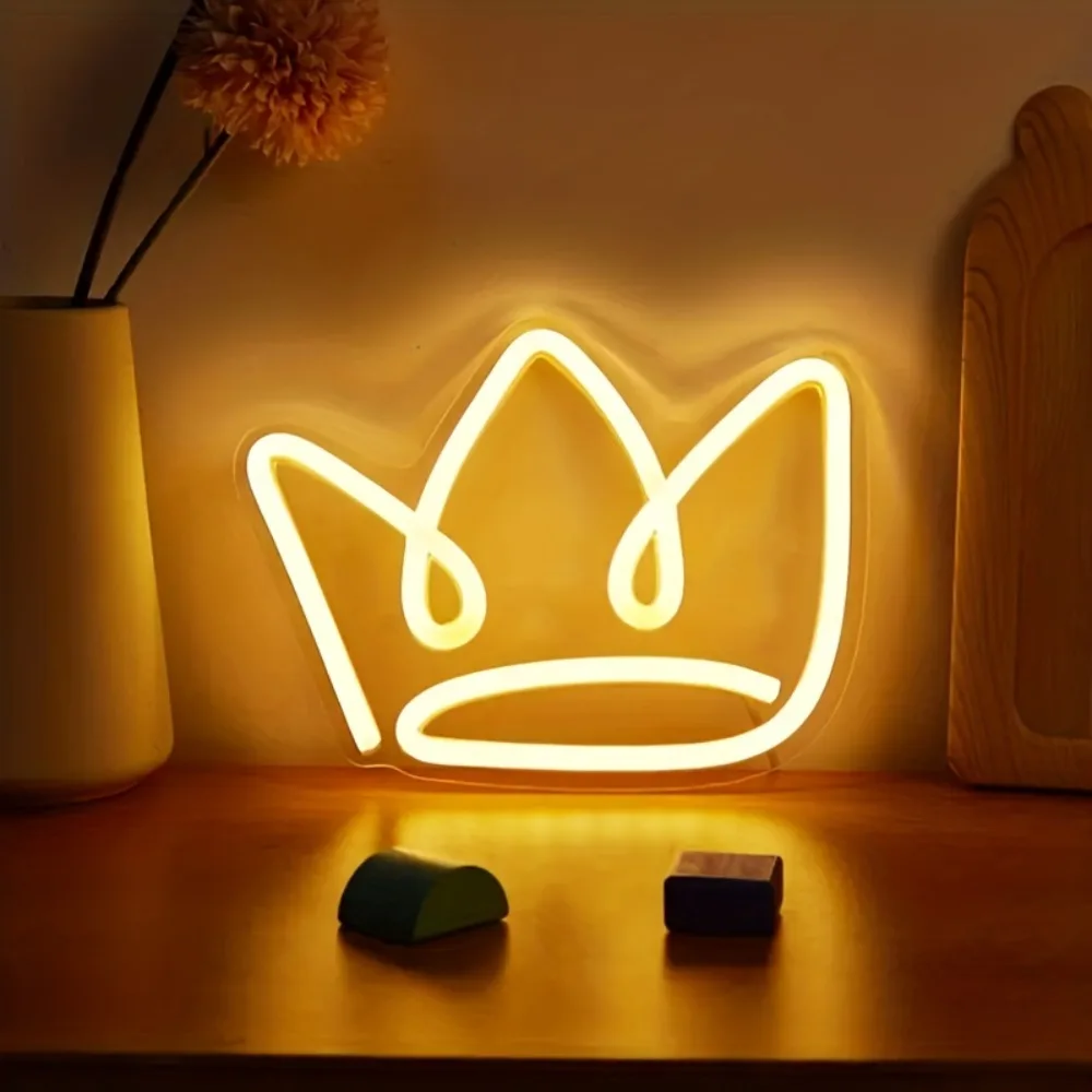 

Светодиодная неоновая вывеска-корона с подсветкой, ночник, USB-подсветка для декора дома, спальни, общежития, украшения стен на вечеринках, подарки на день рождения
