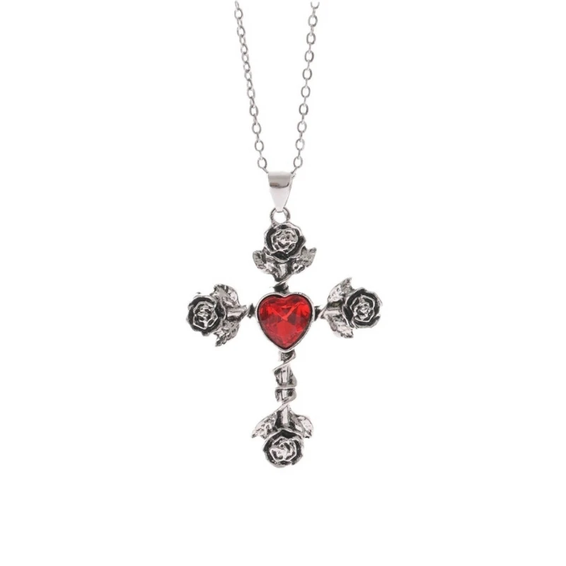 Delicate Craftsmanship Neckchains Jewelry Unique Thorn Rose Crosses Pendant Necklace with Gothic Charm for Gatherings Dropsale