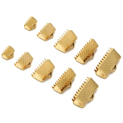 20pcs Crimp Beads Cord End Caps Cove Clasps String Ribbon Leather Clips Foldover Connectors for DIY Jewelry Findings Supplies