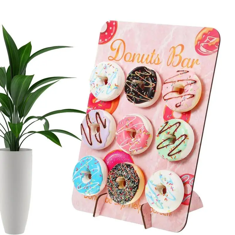 

Donut Display Wall Mounted Wooden Donut Board With 9 Pillars Reusable Doughnut Stand Tower For Party Donut Board Donut Treat