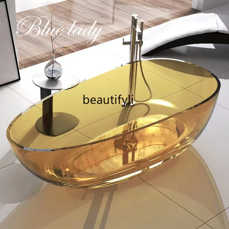 

45Color artificial stone crystal goose egg transparent resin bathtub household independent double bathtub