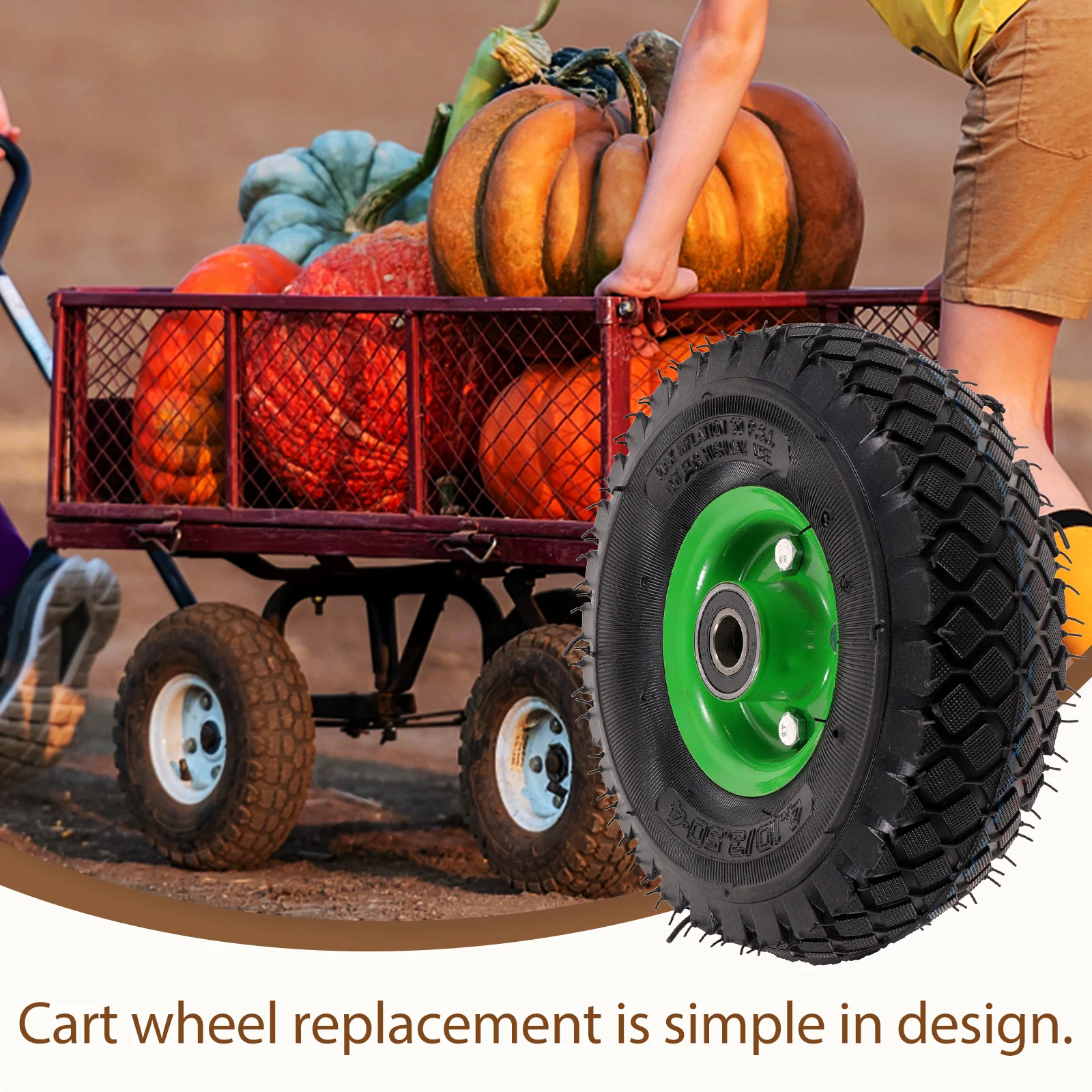 

Garden Cart 12 Inch Rubber Tires Wheelbarrow Tire Hand Carts Shock Absorbing Replacement Wheels Trailer Tires