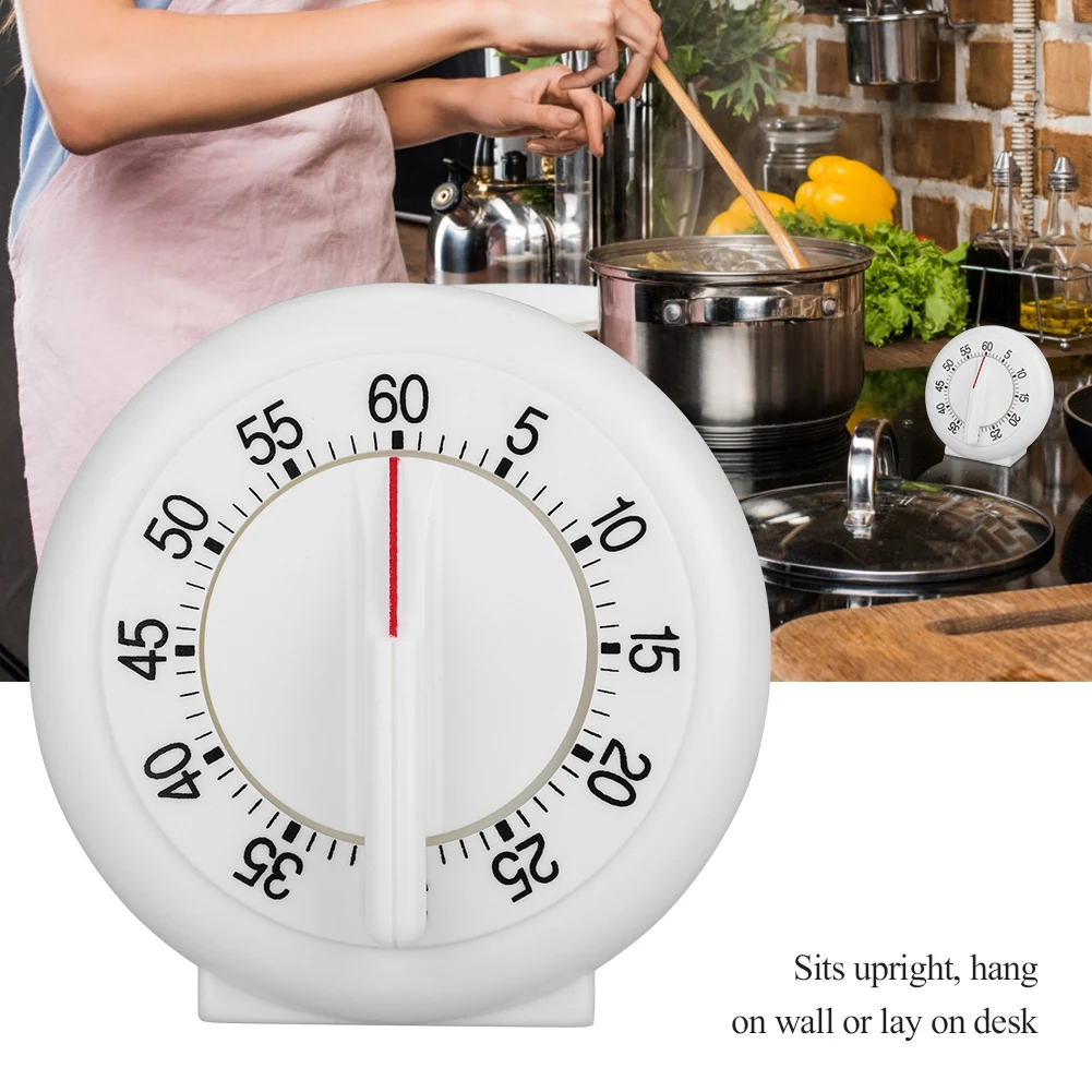 1PC 60 Minute Round Shape Mechanical Kitchen Timer Manual Cooking Ring Counter Alarm Clock for Home Baking Cooking