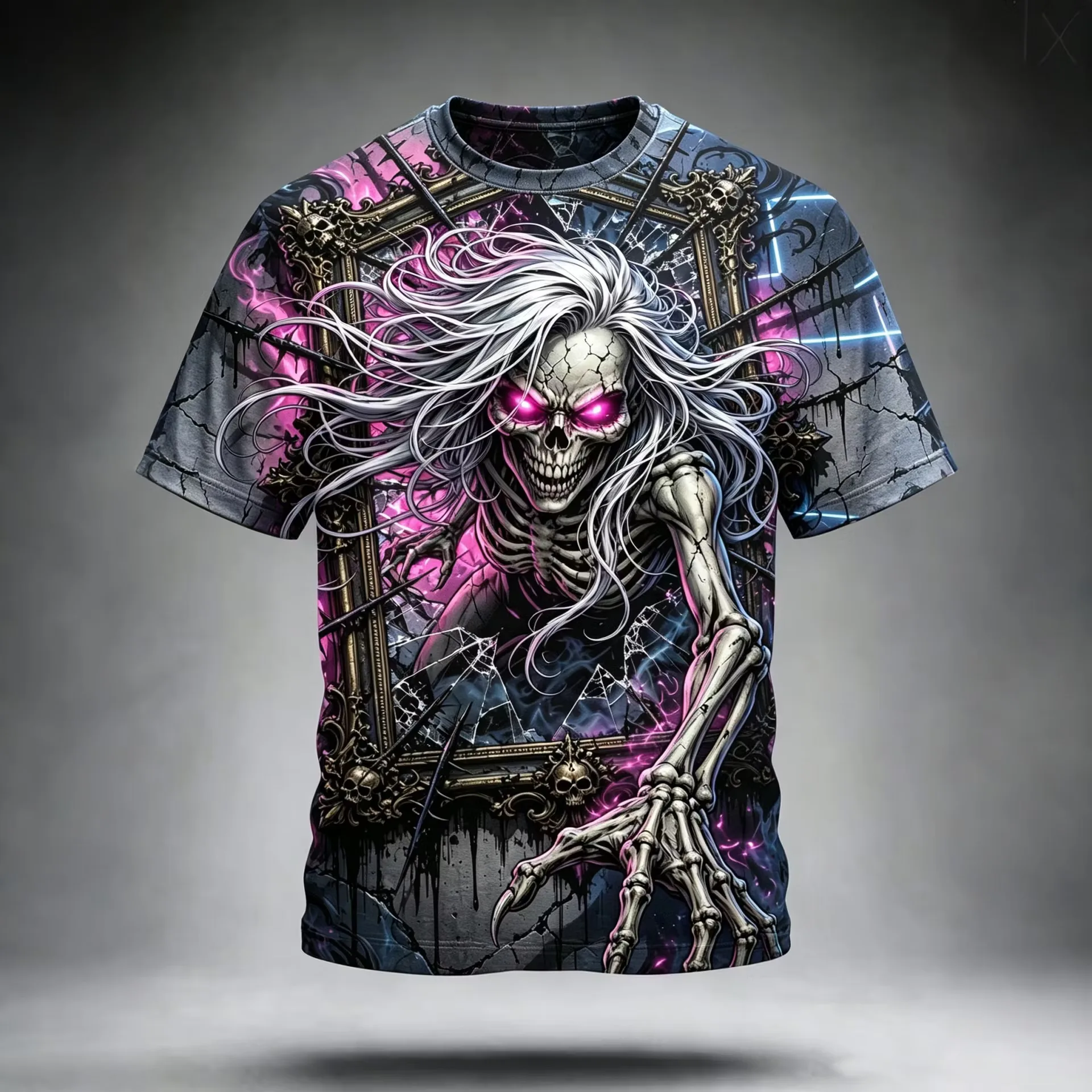 Men Dark Fantasy Skull T‑Shirt Multi‑Style Skeleton 3D Full Print Gothic Art O‑Neck Short Sleeve Halloween Festival Casual Tops