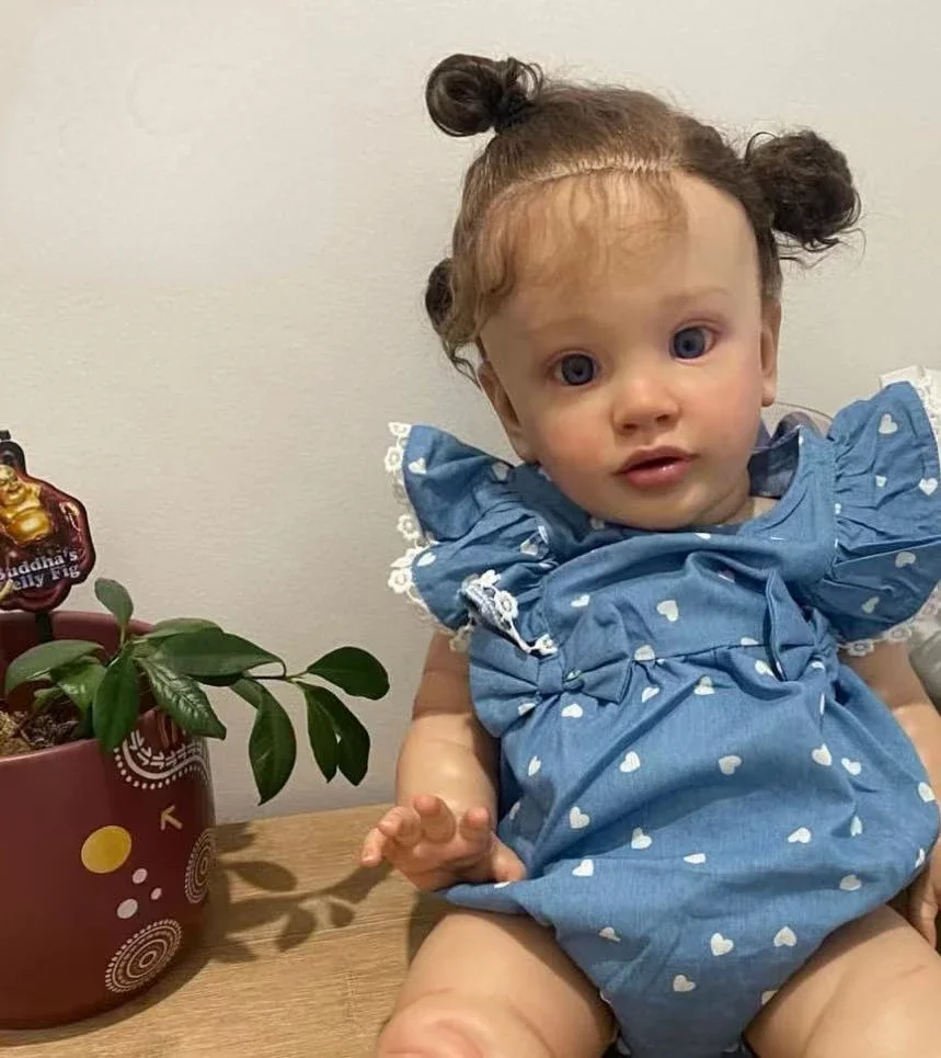 26''artiste peinture Reborn bébé Pippa avec cheveux bruns enracinés à la main déjà fini poupée avec différentes poupées habillées pour fille
