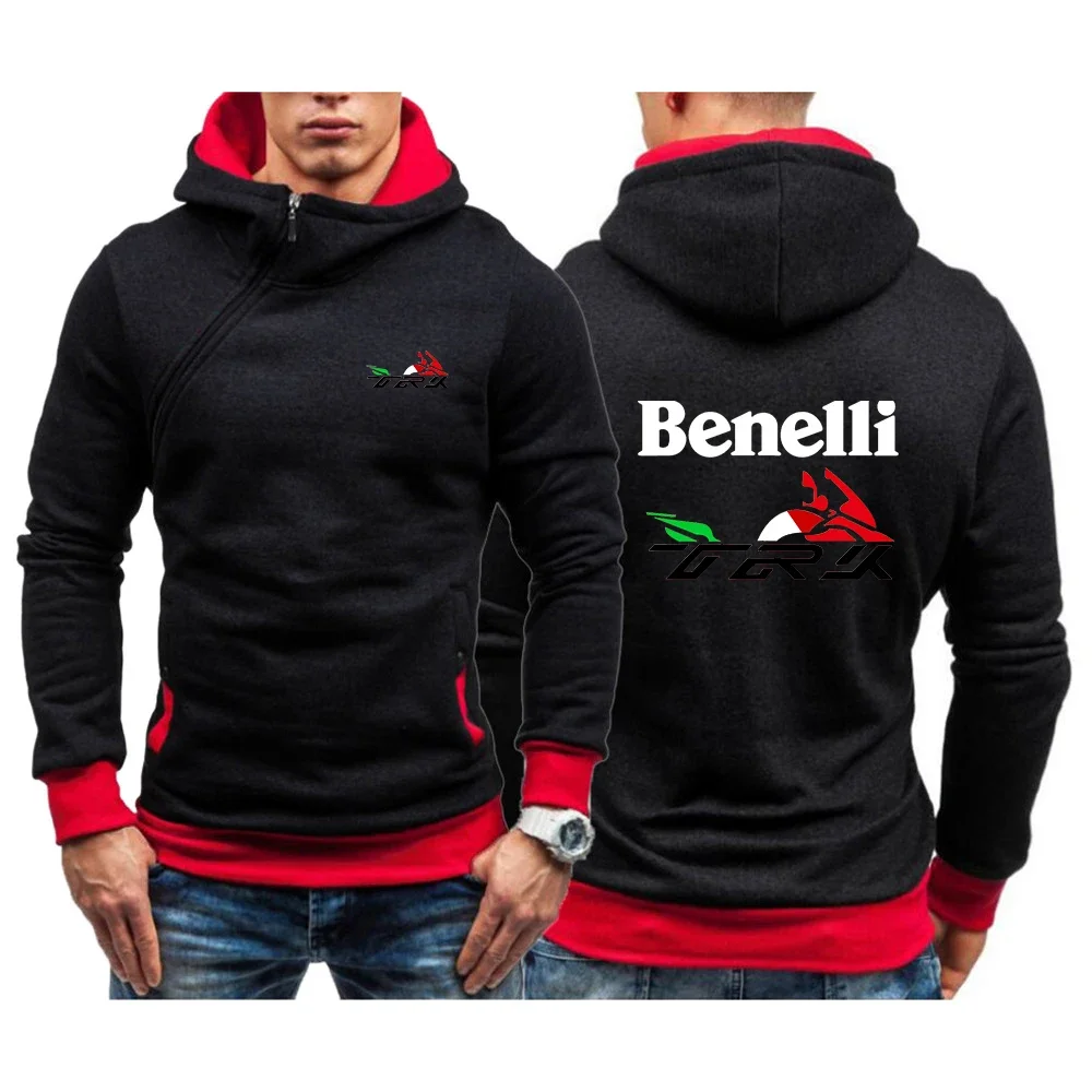 

2024 Benelli TRK 502X Men's New Fashion Printing Hooded Pullover Diagonal Zipper Hoodies Cotton Casual Jackets Sweatshirts Tops