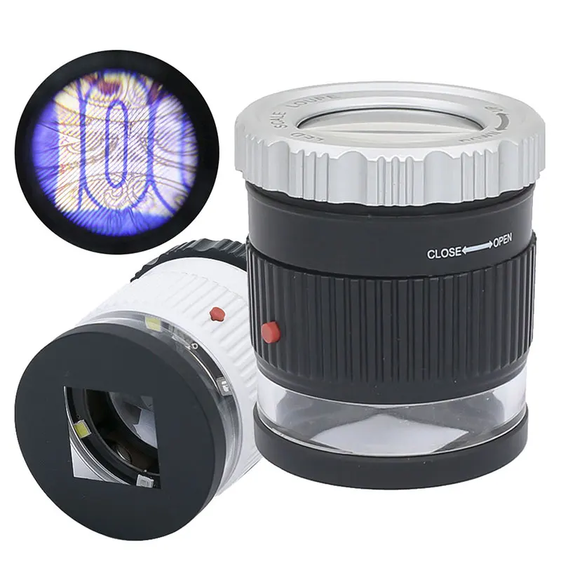 Jóias Lupa com Led uv Light Lente de Vidro Óptico Ampliação 30x Lupa para Identificar Selos Diamantes Antiq