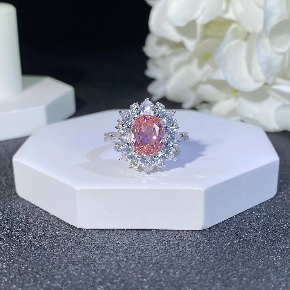 

Papalacha 925 sterling silver ring women's high-end fashion new colorful treasure pigeon egg ring