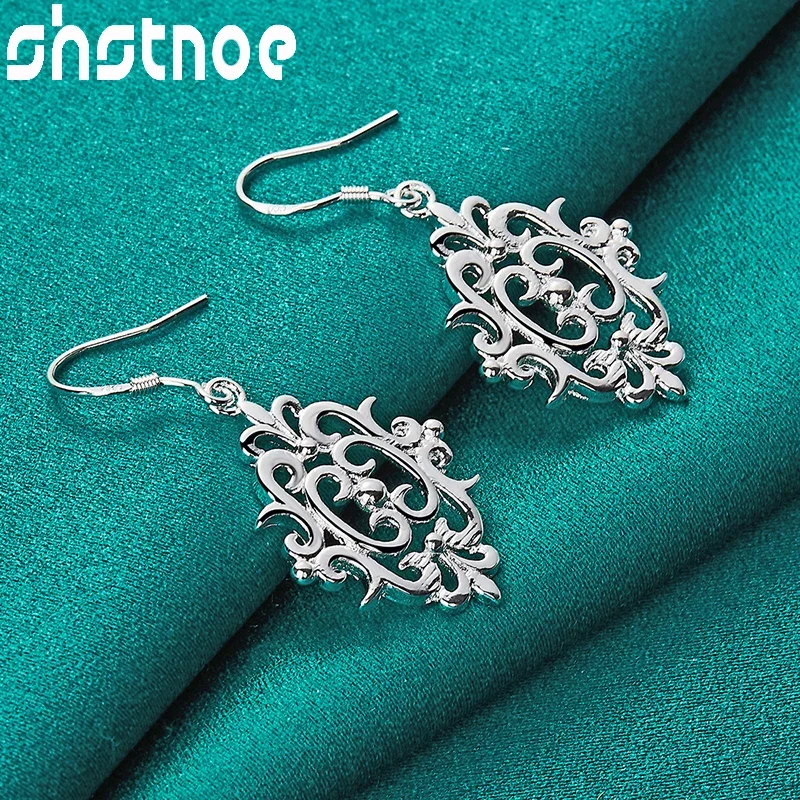 

SHSTONE 925 Sterling Silver Retro Patterns Drop Earrings For Women Party Engagement Wedding Fashion Charm Jewelry Birthday Gift