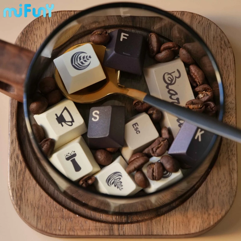 Imagem -05 - Milkyway Barista Keycaps Cor do Café Perfil de Cereja Personalizado Pbt Teclas Mecânicas Teclado 174 Chaves Bonito