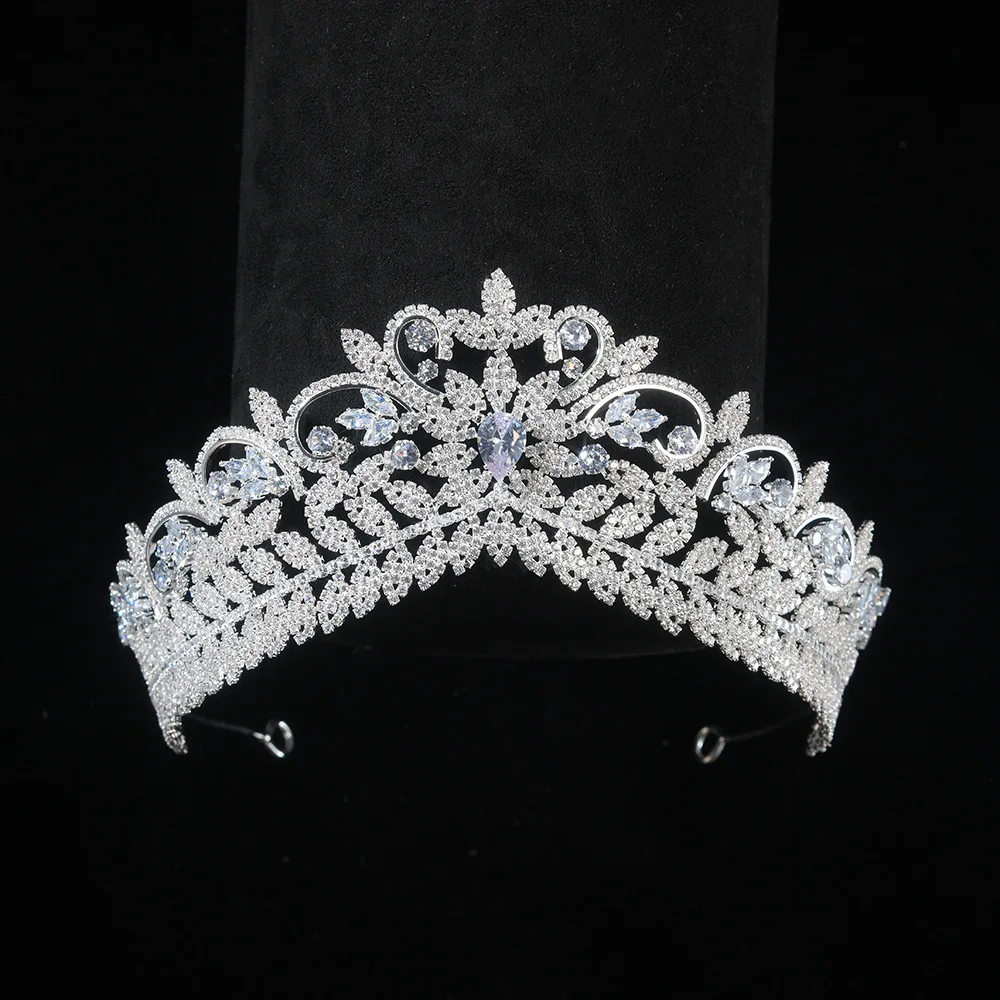 NONE Baroque Bridal Tiara Silver Zirconia 8