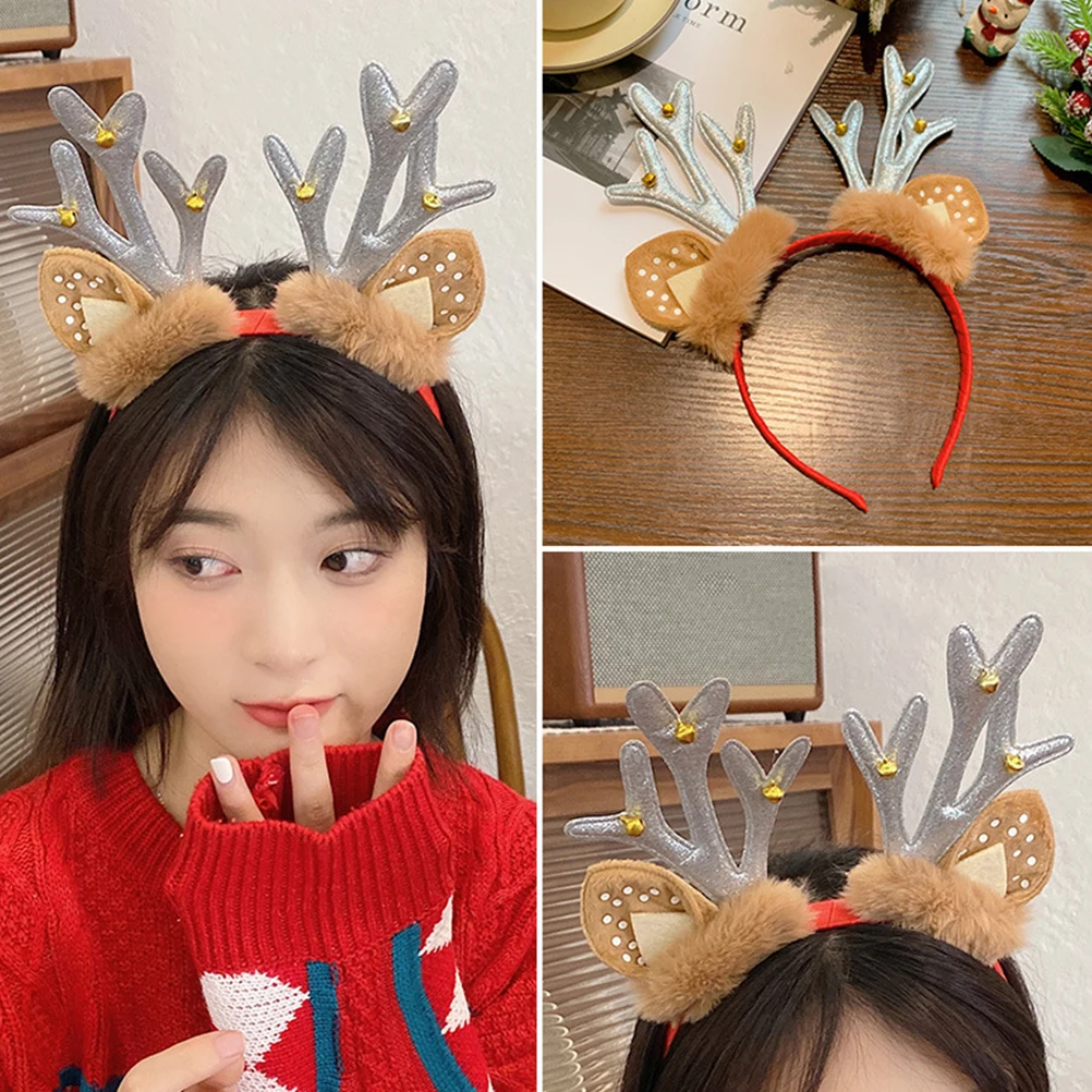 

2pcs Christmas Reindeer Antler Headband Skin-Friendly Lightweight Party Costume Decoration Xmas Hair Accessory Role-Playing