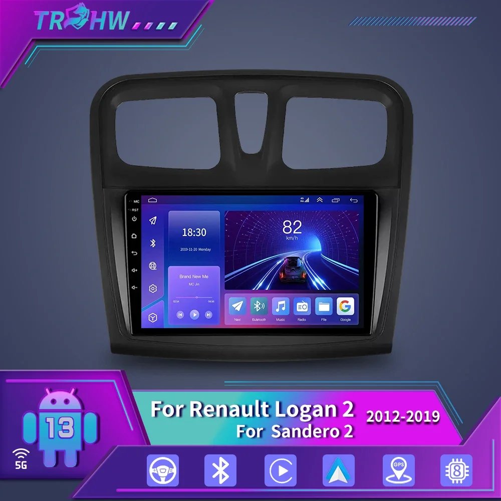 

For Renault Logan 2 2012 - 2019 Sandero 2 2014 - 2019 Multimedia autoradio Wireless CarPlay Android Auto Car Radio