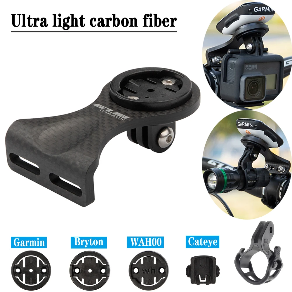 Carbon Fiber Bicycle Computer Support Stem Mount Cycling Bracket Sports Camera Holder Flashlight  For Garmin Bryton Wahoo Cateye