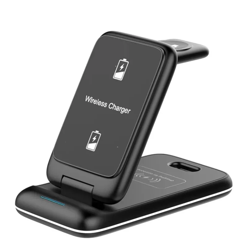 Multi-Device 3-in-1 Wireless Charger Stand Fast Charging Dock for Watch Earbuds Vertical Horizontal Mode for iPhone AirPods Use