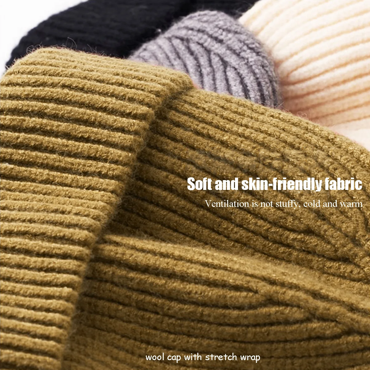 Winter thermal knit caps men\'s and women\'s all-purpose outdoor sport wind-resistant pullover caps comfortable soft hiking caps