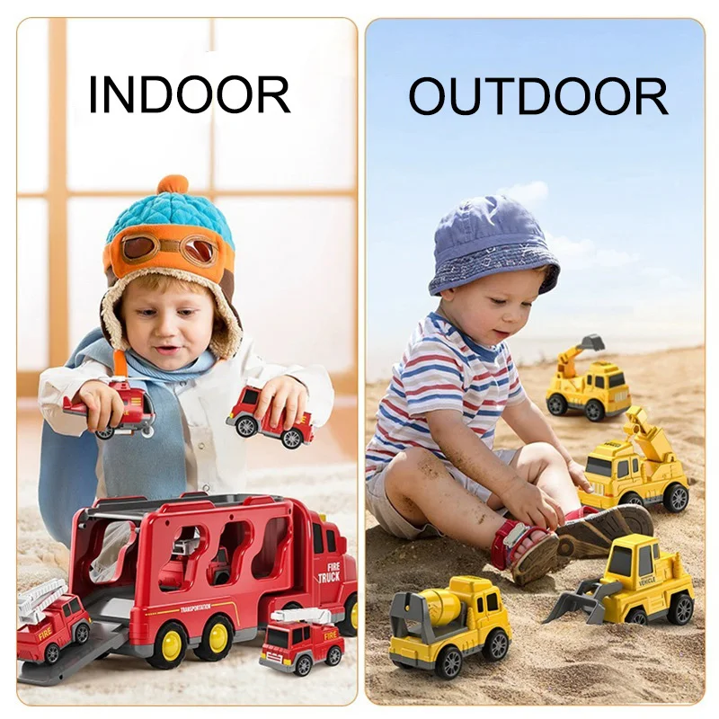 ألعاب نموذج سيارة هندسية مجموعة ألعاب نقل حاوية البناء مع 6 قطع مركبة صغيرة هدية للأطفال الصغار #3