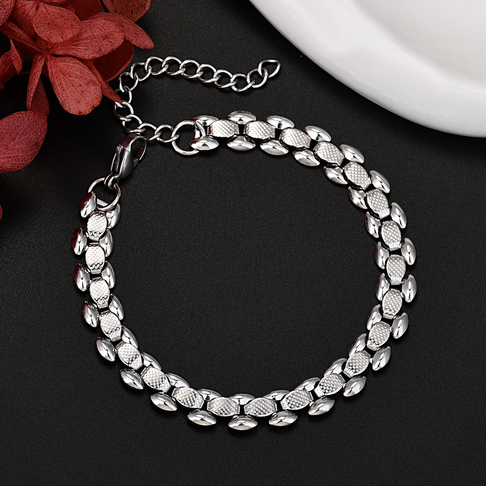 

Korean fashion exquisite 925 Sterling Silver Chain Bracelets for Men Women Wedding 18+5cm Anniversary gift Wholesale jewelry